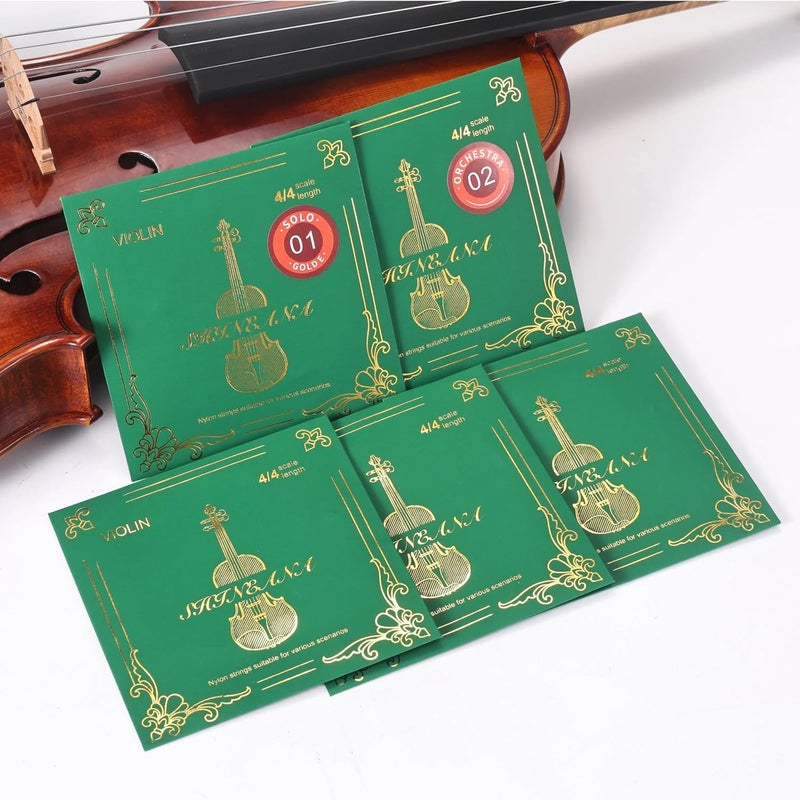 YWYLL Violin Strings 4/4 Full Set, 4/4 Violin Strings Replacement,Long-Lasting Durability & Rich Tone - Handcrafted with Premium Materials- For All Levels (4/4 Nylon+Gold E) - Image 3